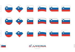 conjunto de banderas de eslovenia, banderas simples de eslovenia con tres efectos diferentes. vector