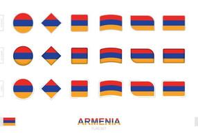 conjunto de banderas de armenia, banderas simples de armenia con tres efectos diferentes. vector