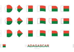 Madagascar flag set, simple flags of Madagascar with three different effects. vector