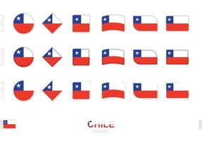 conjunto de banderas de chile, banderas simples de chile con tres efectos diferentes. vector