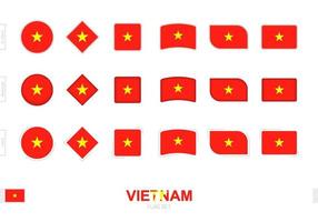 Vietnam flag set, simple flags of Vietnam with three different effects. vector