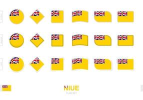 Niue flag set, simple flags of Niue with three different effects. vector