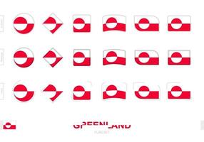 Greenland flag set, simple flags of Greenland with three different effects. vector