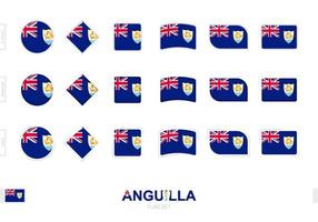 Anguilla flag set, simple flags of Anguilla with three different effects. vector