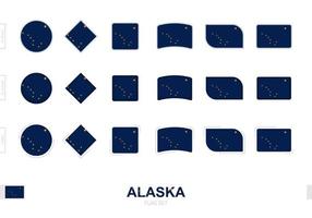 Alaska flag set, simple flags of Alaska with three different effects. vector