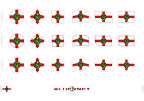 conjunto de banderas de alderney, banderas simples de alderney con tres efectos diferentes. vector