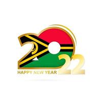 año 2022 con patrón de bandera de vanuatu. diseño de feliz año nuevo. vector