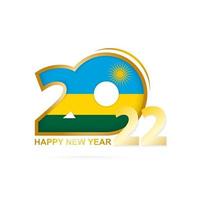 Year 2022 with Rwanda Flag pattern. Happy New Year Design. vector