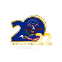año 2022 con patrón de bandera de dakota del norte. diseño de feliz año nuevo. vector