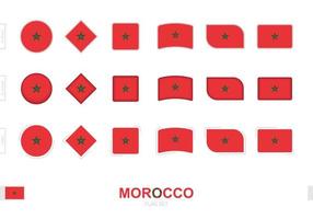 Morocco flag set, simple flags of Morocco with three different effects. vector