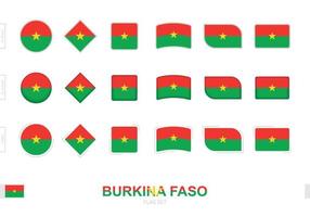 conjunto de banderas de burkina faso, banderas simples de burkina faso con tres efectos diferentes. vector