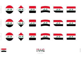 Iraq flag set, simple flags of Iraq with three different effects. vector