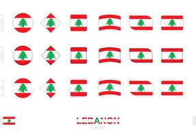 Lebanon flag set, simple flags of Lebanon with three different effects. vector