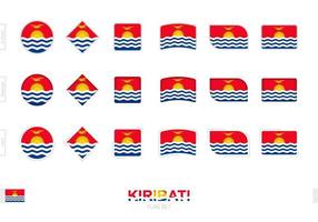 conjunto de banderas de kiribati, banderas simples de kiribati con tres efectos diferentes. vector