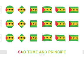 Sao Tome and Principe flag set, simple flags of Sao Tome and Principe with three different effects. vector