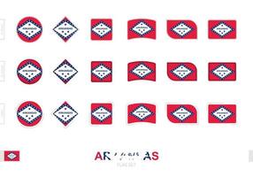 conjunto de banderas de arkansas, banderas simples de arkansas con tres efectos diferentes. vector