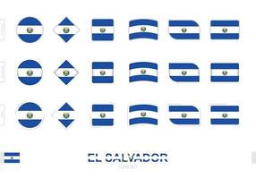 El Salvador flag set, simple flags of El Salvador with three different effects. vector