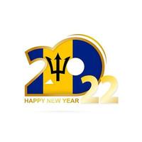 Year 2022 with Barbados Flag pattern. Happy New Year Design. vector