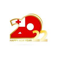 Year 2022 with Tonga Flag pattern. Happy New Year Design. vector