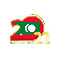 Year 2022 with Maldives Flag pattern. Happy New Year Design. vector