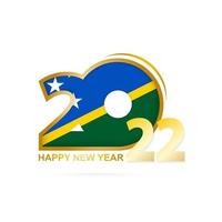 Year 2022 with Solomon Islands Flag pattern. Happy New Year Design. vector