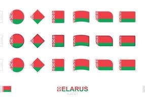 Belarus flag set, simple flags of Belarus with three different effects. vector