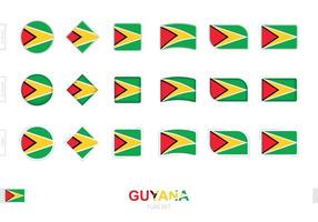 conjunto de banderas de guyana, banderas simples de guyana con tres efectos diferentes. vector