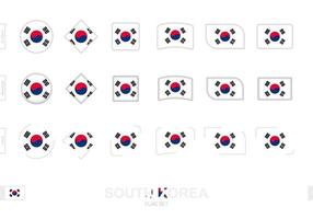 conjunto de banderas de corea del sur, banderas simples de corea del sur con tres efectos diferentes. vector