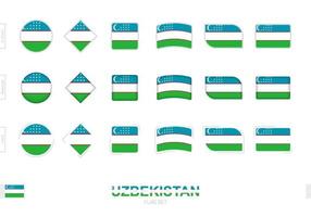 conjunto de banderas de uzbekistán, banderas simples de uzbekistán con tres efectos diferentes. vector