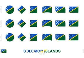 Solomon Islands flag set, simple flags of Solomon Islands with three different effects. vector