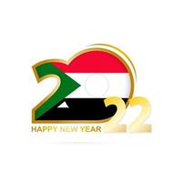 Year 2022 with Sudan Flag pattern. Happy New Year Design. vector