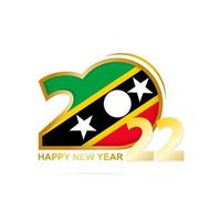 año 2022 con patrón de bandera de saint kitts y nevis. diseño de feliz año nuevo. vector