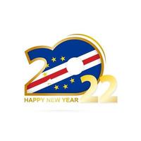 año 2022 con patrón de bandera de cabo verde. diseño de feliz año nuevo. vector