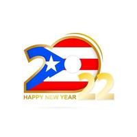 año 2022 con patrón de bandera de puerto rico. diseño de feliz año nuevo. vector