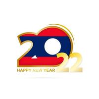 Year 2022 with Laos Flag pattern. Happy New Year Design. vector