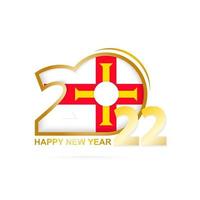 Year 2022 with Guernsey Flag pattern. Happy New Year Design. vector