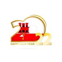 Year 2022 with Gibraltar Flag pattern. Happy New Year Design. vector