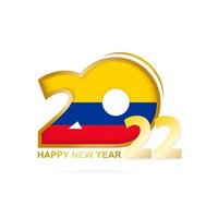 año 2022 con patrón de bandera de colombia. diseño de feliz año nuevo. vector