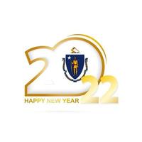 Year 2022 with Massachusetts Flag pattern. Happy New Year Design. vector