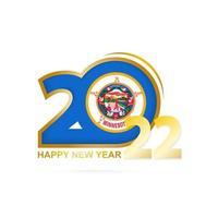 Year 2022 with Minnesota Flag pattern. Happy New Year Design. vector