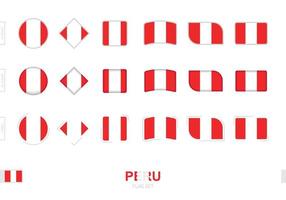 Conjunto de banderas de Perú, banderas simples de Perú con tres efectos diferentes. vector
