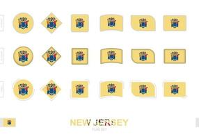 New Jersey flag set, simple flags of New Jersey with three different effects. vector