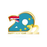 Year 2022 with Tuvalu Flag pattern. Happy New Year Design. vector