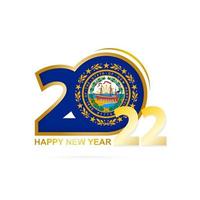 Year 2022 with New Hampshire Flag pattern. Happy New Year Design. vector