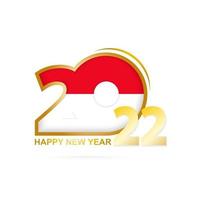 año 2022 con patrón de bandera de indonesia. diseño de feliz año nuevo. vector