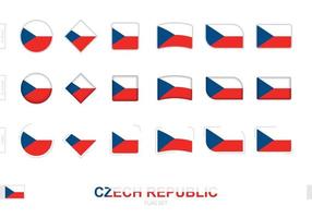 Czech Republic flag set, simple flags of Czech Republic with three different effects. vector