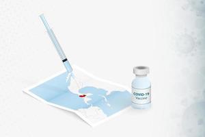 vacunación guatemala, inyección con vacuna covid-19 en el mapa de guatemala. vector