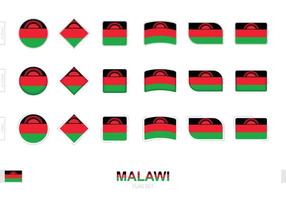 Malawi flag set, simple flags of Malawi with three different effects. vector