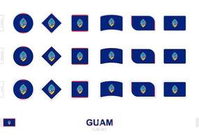 Guam flag set, simple flags of Guam with three different effects. vector