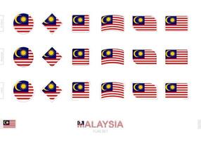 Malaysia flag set, simple flags of Malaysia with three different effects. vector